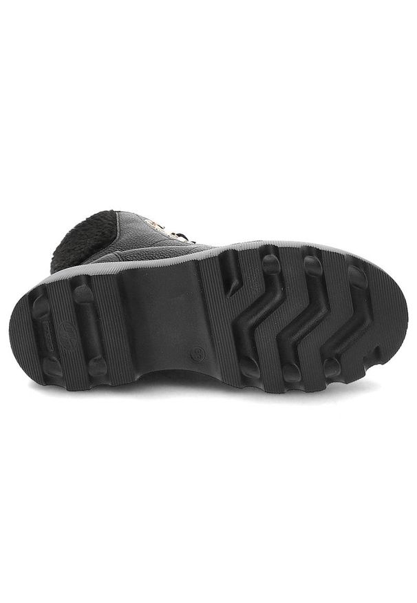 Czarne Botki Kampa Damskie Ocieplane Obuwie. Kolor: czarny. Materiał: skóra, syntetyk, puch, futro. Szerokość cholewki: normalna. Obcas: na obcasie. Styl: elegancki. Wysokość obcasa: niski