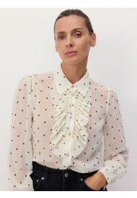Reserved - Koszula z żabotem - złamana biel. Typ kołnierza: z żabotem. Materiał: tkanina #1