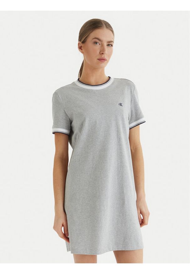 Calvin Klein Jeans Sukienka codzienna LV047F248G Szary Relaxed Fit. Okazja: na co dzień. Kolor: szary. Materiał: bawełna. Typ sukienki: proste. Styl: casual