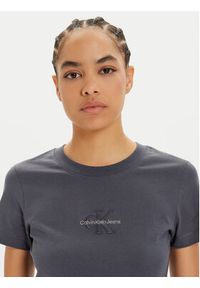 Calvin Klein Jeans T-Shirt Monologo J20J223563 Szary Slim Fit. Kolor: szary. Materiał: bawełna