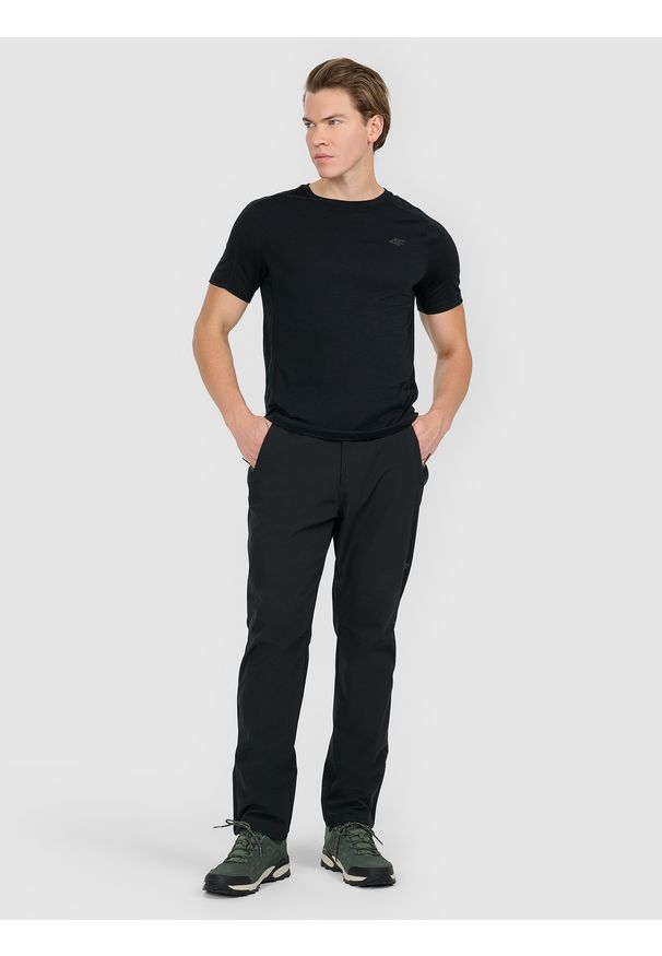 4f - 4F Koszulka trekkingowa z wełną merino męska - czarna XXL. Okazja: na co dzień. Kolor: czarny. Materiał: wełna. Styl: casual