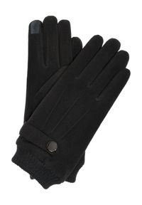 Ochnik - Czarne ocieplane rękawiczki męskie. Kolor: czarny. Materiał: poliester