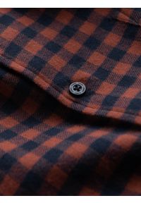 Ombre Clothing - Koszula męska flanelowa w kratę - granatowo-ceglasta V6 OM-SHCS-0150 - XXL. Kolor: niebieski. Materiał: bawełna. Styl: klasyczny #7