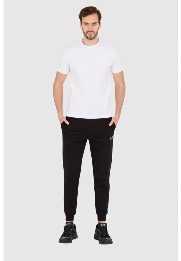 EA7 Emporio Armani - EA7 Biały męski t-shirt z dużym białym logo, Rozmiar S. Kolor: biały