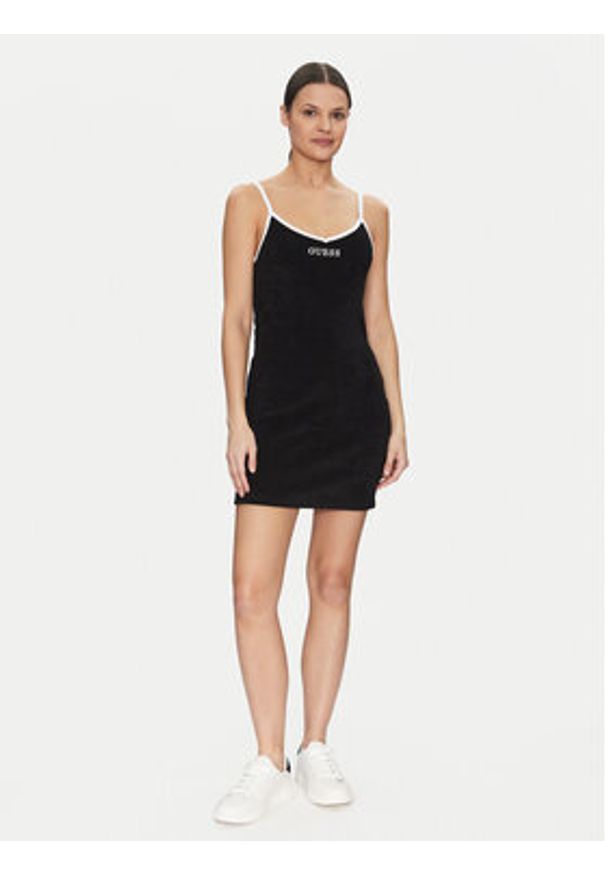 Guess Sukienka codzienna E5GK15 KCQV1 Czarny Bodycon Fit. Okazja: na co dzień. Kolor: czarny. Materiał: bawełna. Typ sukienki: bodycon, proste. Styl: casual