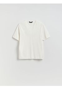 Reserved - Sweter z krótkim rękawem - biały. Kolor: biały. Materiał: bawełna. Długość rękawa: krótki rękaw. Długość: krótkie #1