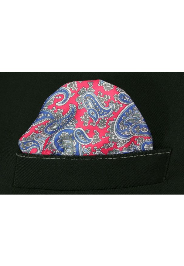 Alties - Poszetka Męska ALTIES, Czerwono-Szara Wzór Paisley, Łezki, Męska, Elegancka. Kolor: czerwony. Materiał: poliester. Wzór: paisley