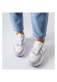 Inna Biało-fioletowe sportowe sneakersy Tornano białe. Nosek buta: okrągły. Kolor: biały. Materiał: guma #3