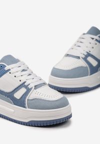 Born2be - Niebieskie Sneakersy na Grubej Podeszwie ze Wstawkami z Ekozamszu Arainela. Kolor: niebieski #4