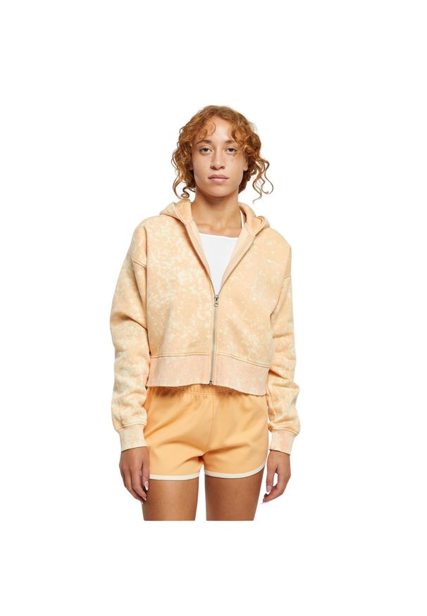 Bluza krótka oversized zapinana na zamek z kapturem damska Urban Classics Towel. Typ kołnierza: kaptur. Kolor: pomarańczowy. Długość: krótkie