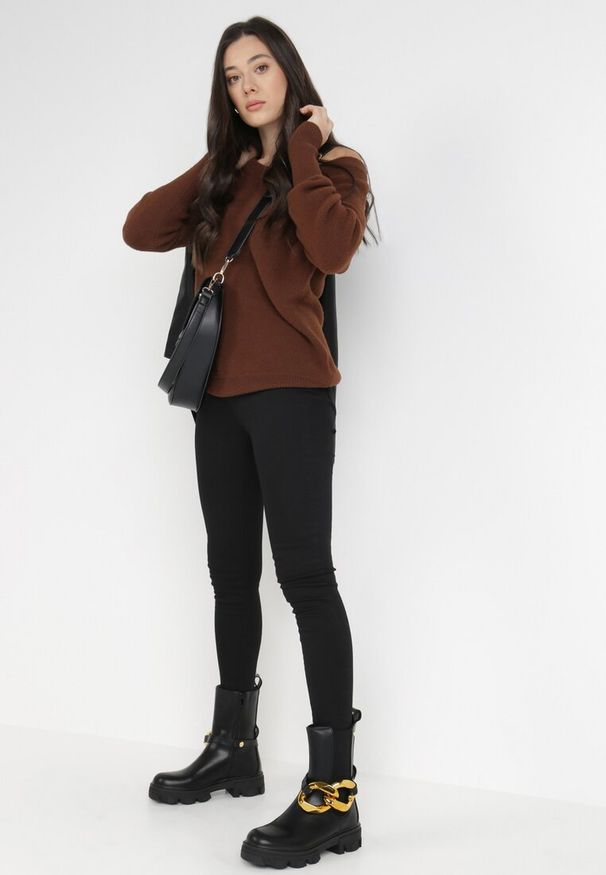 Born2be - Czarne Spodnie Skinny Phenameia. Kolor: czarny