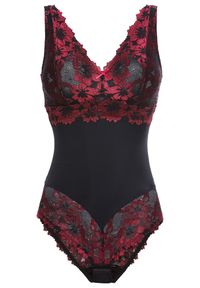 bonprix - Body bez fiszbinów z koronką w kwiaty. Kolor: czarny. Materiał: koronka. Wzór: kwiaty, koronka #1
