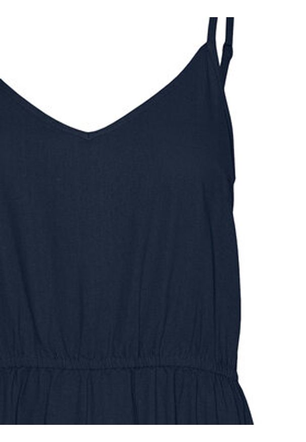 Vero Moda Sukienka letnia Mymilo 10303689 Granatowy Regular Fit. Kolor: niebieski. Materiał: len. Sezon: lato