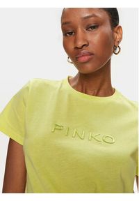 Pinko T-Shirt Start 101752 A1NW Żółty Regular Fit. Kolor: żółty. Materiał: bawełna