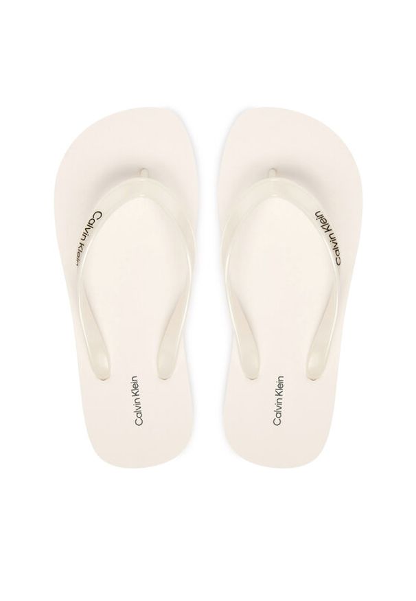 Calvin Klein Japonki Arwa - Metallic Pearlised Flip Flops HW0HW02956 Biały. Kolor: biały. Materiał: syntetyk