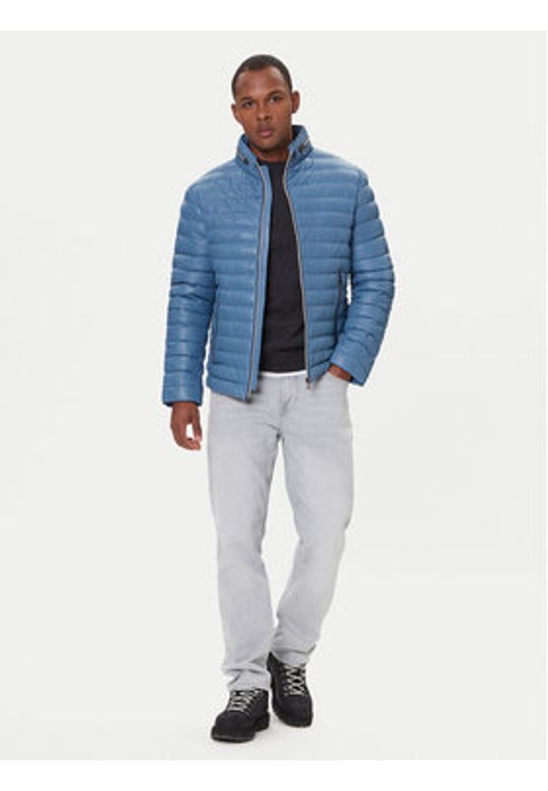 Milestone Kurtka skórzana Cortino 531019 60515 Niebieski Regular Fit. Kolor: niebieski. Materiał: skóra