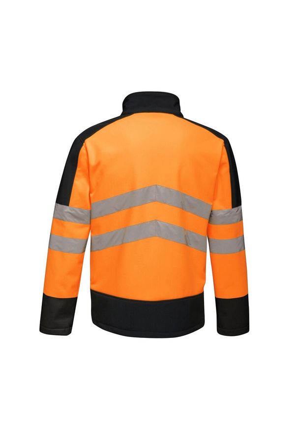 Regatta - Męski Softshell Odblaskowy Professional. Kolor: żółty, niebieski, wielokolorowy, pomarańczowy. Materiał: softshell. Sport: turystyka piesza