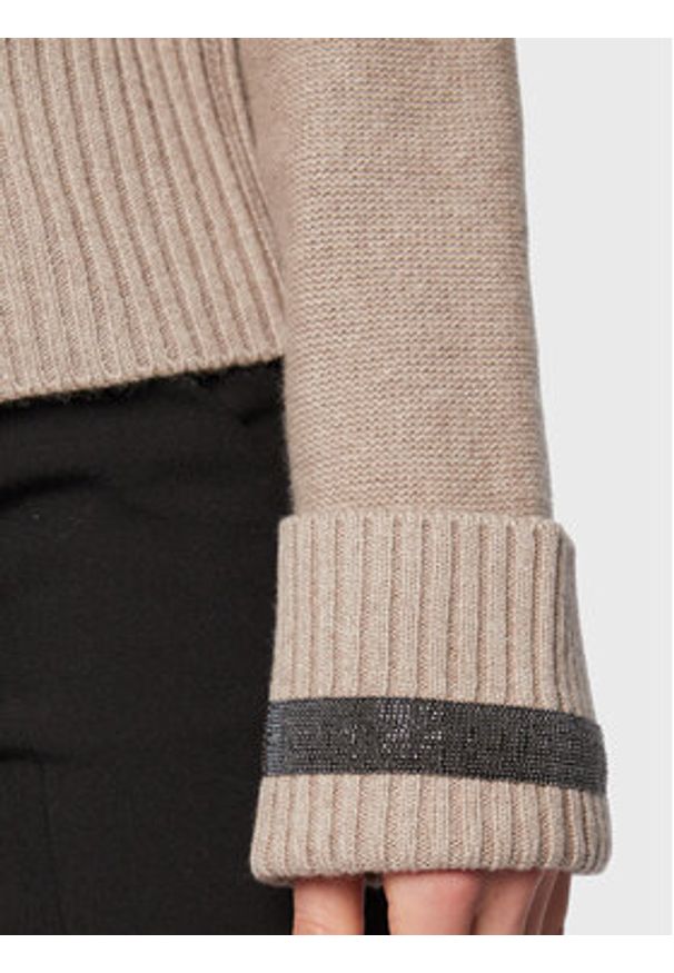 Fabiana Filippi Sweter MAD222W062 Beżowy Regular Fit. Kolor: beżowy. Materiał: wełna