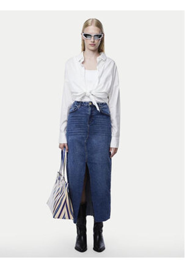 Pieces Spódnica jeansowa Jessie 17150234 Niebieski Regular Fit. Kolor: niebieski. Materiał: bawełna