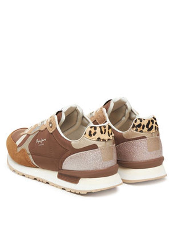 Pepe Jeans Sneakersy Brit Glitter W PLS400005 Brązowy. Kolor: brązowy. Materiał: materiał