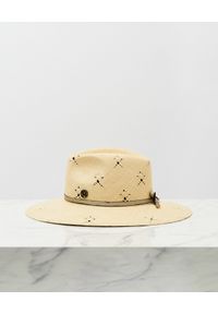MAISON MICHEL PARIS - Beżowy kapelusz Henrietta. Kolor: beżowy. Materiał: materiał. Wzór: aplikacja