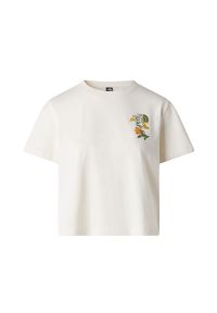 Koszulka damska The North Face Flora 0A8G9QQLI1 - biała. Kolor: biały. Materiał: bawełna. Długość rękawa: krótki rękaw. Długość: krótkie. Wzór: haft #1