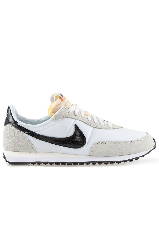 Buty Nike Waffle Trainer 2 DH1349-100 - biało-beżowe. Kolor: wielokolorowy, beżowy, biały. Materiał: dresówka, guma, zamsz. Szerokość cholewki: normalna. Wzór: aplikacja