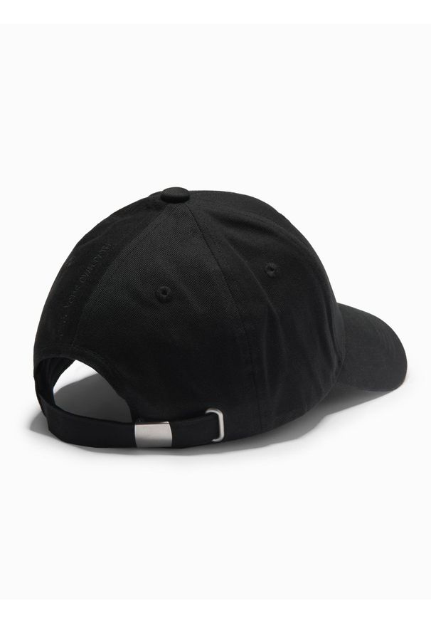 Ombre Clothing - Męska czapka bejsbolówka z daszkiem i ozdobnym haftem – czarna V1. Kolor: czarny. Materiał: bawełna. Wzór: haft. Styl: klasyczny, casual