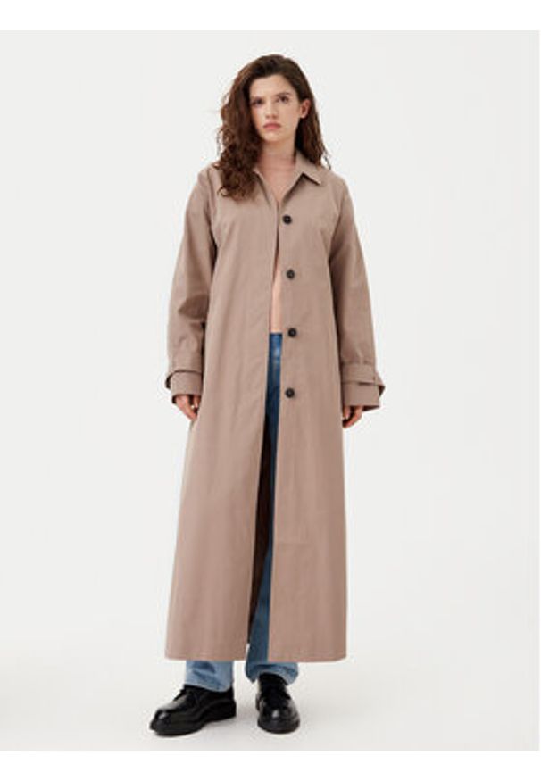 Calvin Klein Jeans Trencz J20J224713 Beżowy Regular Fit. Kolor: beżowy. Materiał: bawełna, syntetyk