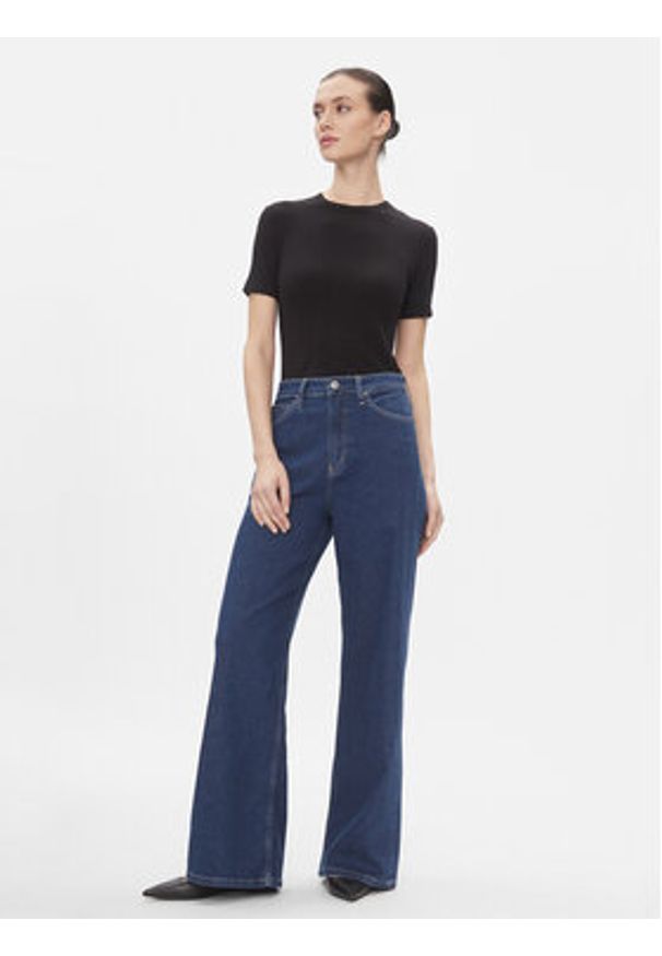 Calvin Klein Jeansy High Rise Wide - Mid Blue K20K206304 Granatowy Relaxed Fit. Kolor: niebieski