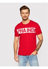 Alpha Industries T-Shirt Printed Stripe 118511 Czerwony Regular Fit. Kolor: czerwony. Materiał: bawełna