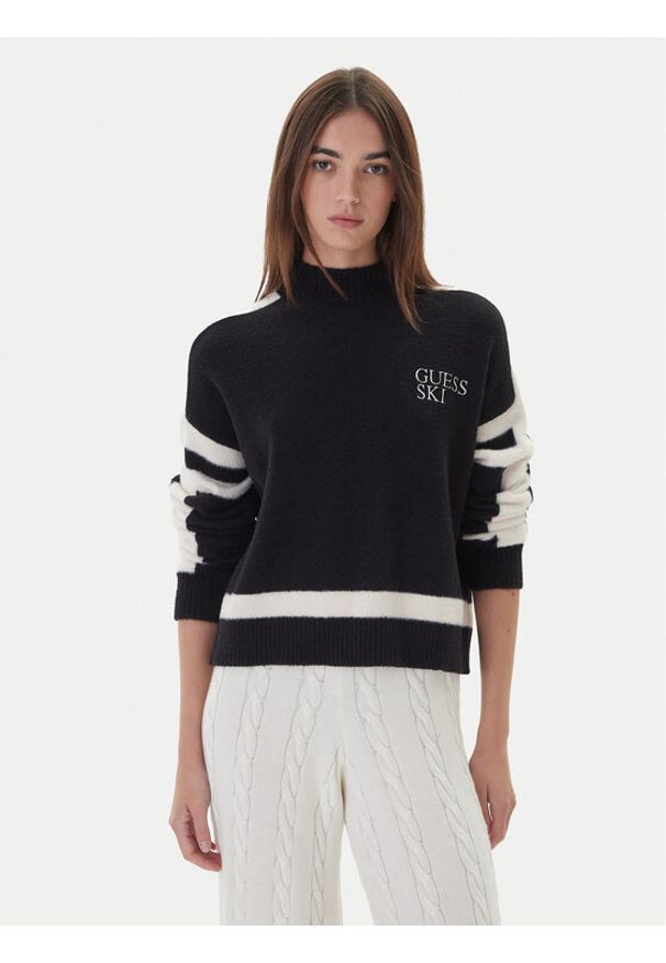 Guess Golf W5BR78 Z4242 Czarny Relaxed Fit. Typ kołnierza: golf. Kolor: czarny. Materiał: syntetyk