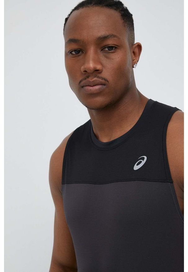Asics t-shirt do biegania Race Singlet kolor czarny. Kolor: czarny. Materiał: materiał, skóra, włókno