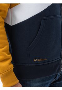 Ombre Clothing - Bluza męska trzykolorowa rozpinana z kapturem - musztardowa V4 B1419 - XXL. Typ kołnierza: kaptur. Kolor: żółty. Materiał: bawełna, poliester #7