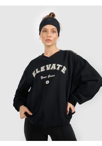 4f - 4F Bluza dresowa nierozpinana bez kaptura damska - czarna M. Okazja: na co dzień. Typ kołnierza: bez kaptura. Kolor: czarny. Materiał: dresówka. Wzór: nadruk. Styl: casual. Sport: fitness