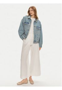 Gina Tricot Kurtka jeansowa 22124 Niebieski Loose Fit. Kolor: niebieski. Materiał: bawełna #3