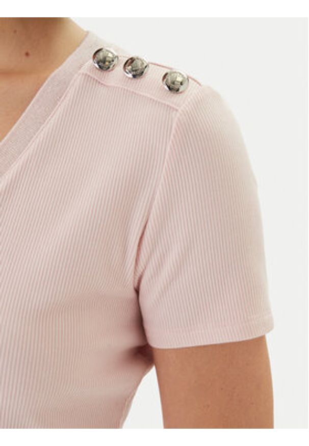 Morgan Bluzka 251-DOMANI Różowy Slim Fit. Kolor: różowy. Materiał: wiskoza