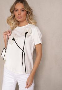 Renee - Biały Bawełniany T-shirt z Kwiatowym Motywem Nalathra. Okazja: na co dzień, na spacer. Kolor: biały. Materiał: bawełna. Wzór: kwiaty. Styl: klasyczny, casual #5