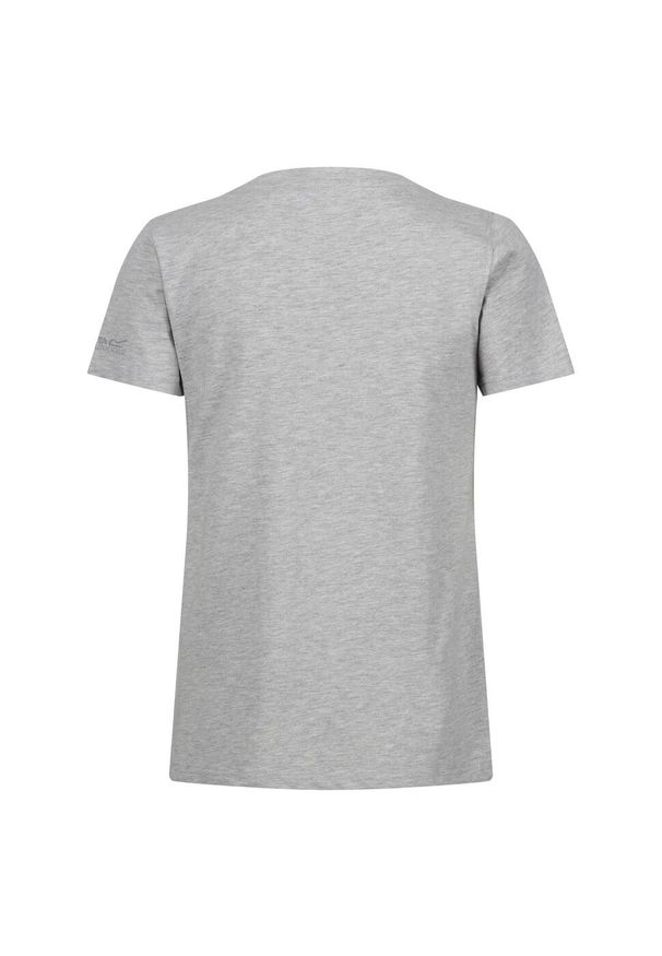 Regatta - T-Shirt Damski Napisy Melanżowy Filandra VIII. Kolor: biały. Wzór: melanż, napisy