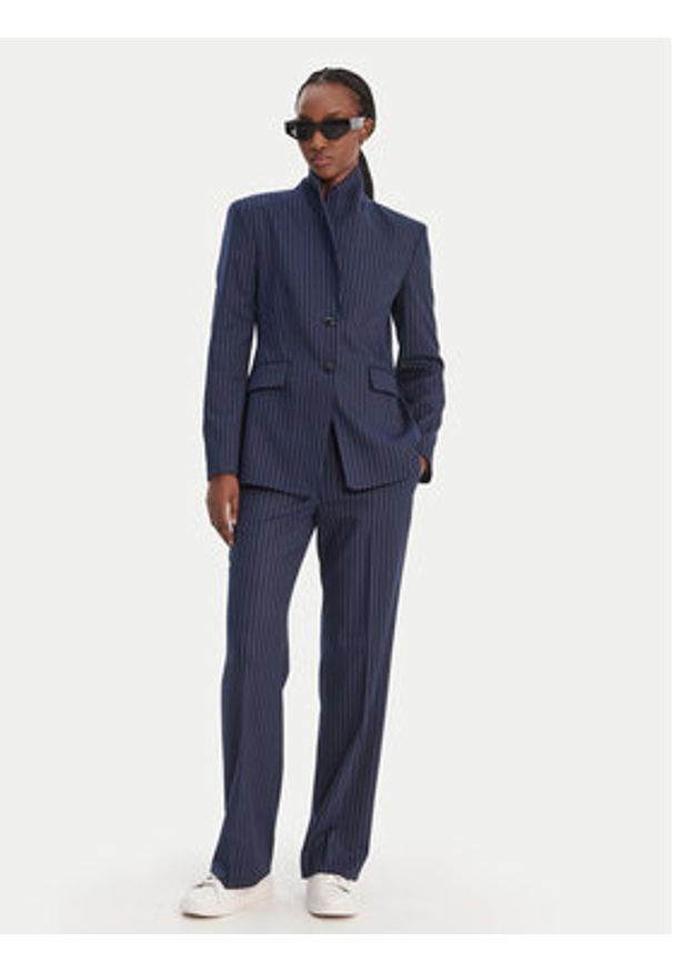 Hugo - HUGO Spodnie materiałowe Hilando 50554458 Granatowy Slim Fit. Kolor: niebieski. Materiał: syntetyk, wiskoza