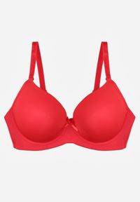 Renee - Czerwony Gładki Biustonosz o Klasycznym Fasonie Zdobiony Kokardką Caloris. Kolor: czerwony. Wzór: aplikacja, gładki #6