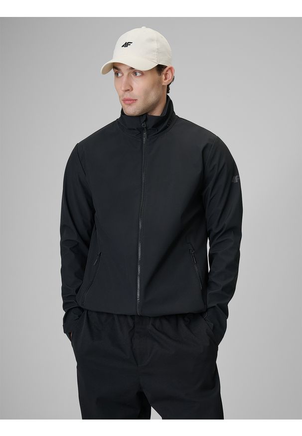 4f - 4F Kurtka softshell wiatroodporna membrana 5000 męska - czarna 3XL. Typ kołnierza: kołnierzyk stójkowy. Kolor: czarny. Materiał: softshell. Sport: turystyka piesza