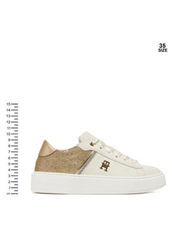 TOMMY HILFIGER - Tommy Hilfiger Sneakersy Low Cut Lace UP T4A9-33935-1281X024 Biały. Kolor: biały. Materiał: skóra