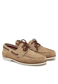 TOMMY HILFIGER - Tommy Hilfiger Półbuty Th Boat Shoe Core Suede FM0FM05387 Beżowy. Kolor: beżowy. Materiał: zamsz, skóra #4