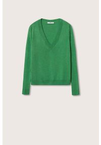 mango - Mango sweter Lucav damski kolor zielony lekki. Okazja: na co dzień. Kolor: zielony. Materiał: dzianina. Długość rękawa: długi rękaw. Długość: długie. Styl: casual