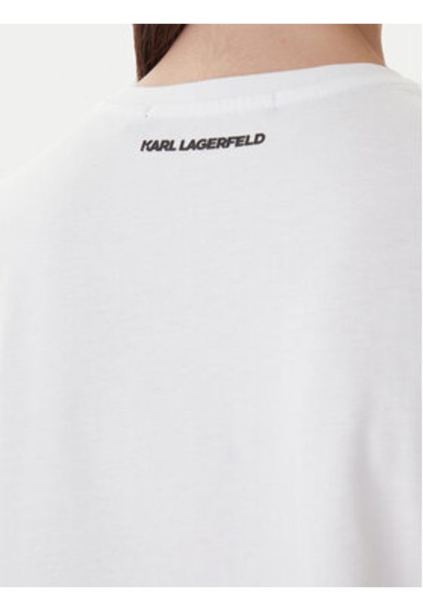 Karl Lagerfeld - KARL LAGERFELD T-Shirt A1W17019 Biały Regular Fit. Typ kołnierza: dekolt w karo. Kolor: biały. Materiał: bawełna