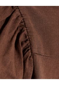 FREE PEOPLE - Brązowy top z bufkami. Kolor: brązowy. Materiał: materiał #4