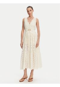 TwinSet - TWINSET Sukienka letnia 251TT2360 Écru Regular Fit. Materiał: bawełna. Sezon: lato