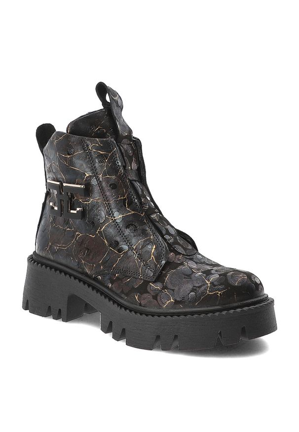 Czarne Botki Artiker Stylowe Obuwie Damskie. Okazja: na co dzień. Kolor: czarny. Materiał: skóra. Styl: elegancki