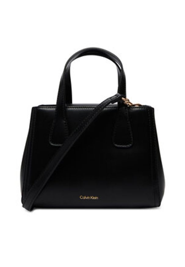 Calvin Klein Torebka Ck Mini Tote Crossbody LV04F3520G Czarny. Kolor: czarny. Materiał: skórzane